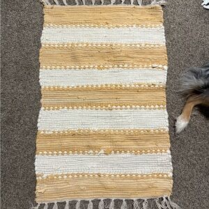 Striped Woven Rug in Yellow and Cream